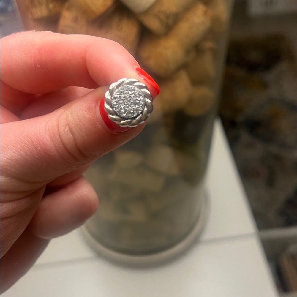 Milor Italy Silver Circle Stud with Sparkle Inlay